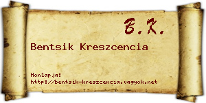 Bentsik Kreszcencia névjegykártya